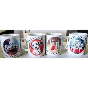 Vintage Princeton Gallery The Darling Dalmation Mug Collection 1993 Set of 4